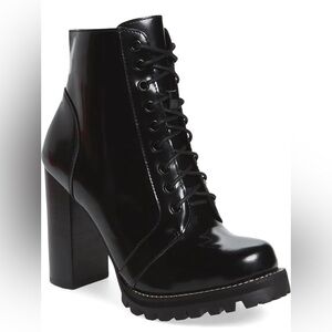 Jeffrey Campbell Legion Black Glossy Lace-Up Boots